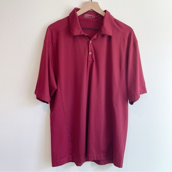 Nike Mens Polo Size large Dri Fit Golf Short Sleeves Maroon Collared - Picture 1 of 8
